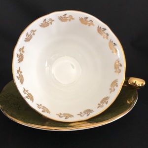 Vintage Olive Green & Gold 'Sovereign' Series Elizabethan Tea Cup & Saucer Set